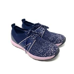 Traq by Alegria Qool Lavender Navy Walking Casual Athletic Shoe Sneaker Size 38